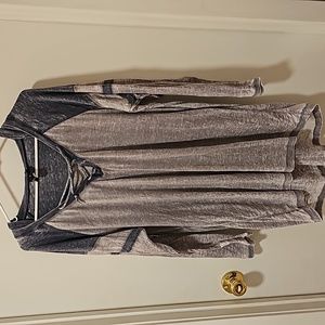Torrid Hooded Distressed Raglan Style Burnout Tunic Tee Lace up front 2X
